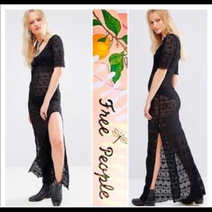 Free People black lace maxi dress